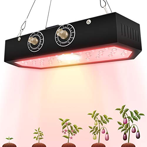 Lámpara LED para plantas, 1000 W, espectro completo, con botones ajustables para plantas, invernadero, cultivo, verduras, flores (82 leds) (1000 W)