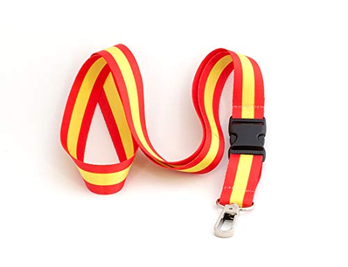 Lanyard con llavero extraible por menos de 5 euros | BANDERA DE ESPAÑA | Correa de cuello | Correa de llaves de cuello | Llaveros de cuello