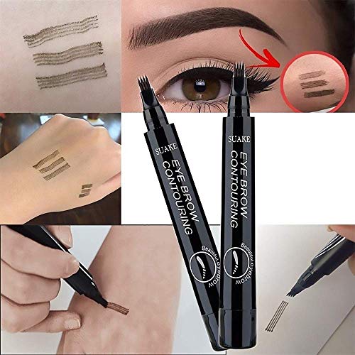 Lápiz Para Tatuaje de Cejas, Lápiz de Cejas Microblading, Lápiz de Cejas de 4 Puntos, Crea Un Maquillaje Duradero, Cejas Naturales Cubre áreas Dispersas, Lápiz de Cejas Impermeable con Regalo