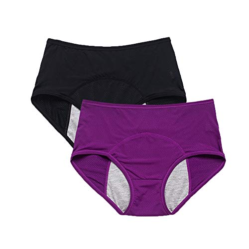 Las mujeres Mallas transpirables período estancos Bragas Multi Pack tamaño:36-44 (44, Morado, negro)