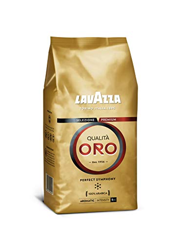 Lavazza Café en Grano Espresso Qualità Oro, 100% Arábica, Paquete de 1 Kg