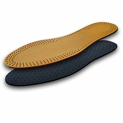 Lenzen 3 Pares de Plantillas de Cuero con Carbón Activo I Insertos de Piel para Zapatos y Botas I Suelas Interiores I Hombre y Mujer (46)