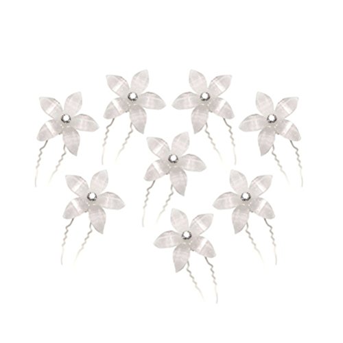 LEORX 8pcs boda nupcial pelo Pasadores Clips, elegante novia de la boda rhinestone horquilla (blanco)