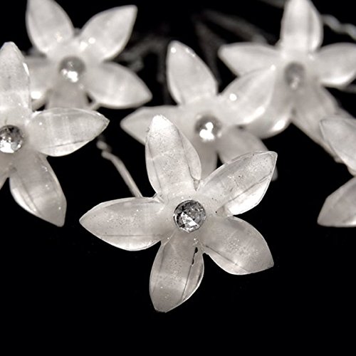 LEORX 8pcs boda nupcial pelo Pasadores Clips, elegante novia de la boda rhinestone horquilla (blanco)