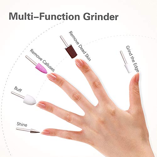 Lima de Uñas Electrica, TOUCHBeauty Kit Manicura Eléctrico, Set de Manicura y Pedicura Eléctrico con 5 accesorios para el cuidado de las uñas, Sistema de pulido para las uñas con luz UV AG-1335P