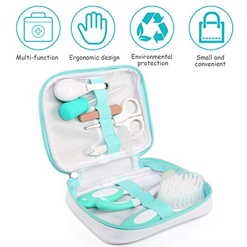 LinStyle Set para Cuidado del Bebé, 8 Piezas Kit de Aseo para Bebés, Kit Cuidado Higiénico Personal para el Hogar y de Viaje, Ideal para Recién Nacido, Niña y Niño