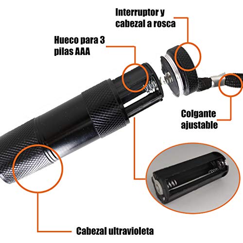 Linterna Ultravioleta Inrop Led Linterna UV flashlight 9 LED Ultravioleta Detectar manchas de orina de mascotas Luz negra 395nm luz ultravioleta