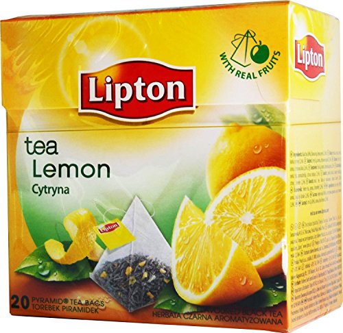 Lipton Té Negro - Limón - 20 Bolsitas De Té Premium, Con Forma De Pirámide en uno Caja [Paquete de 3]