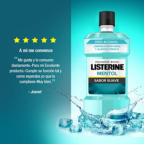 Listerine, Enjuague Bucal Mentol Sabor Suave, 1000 ml