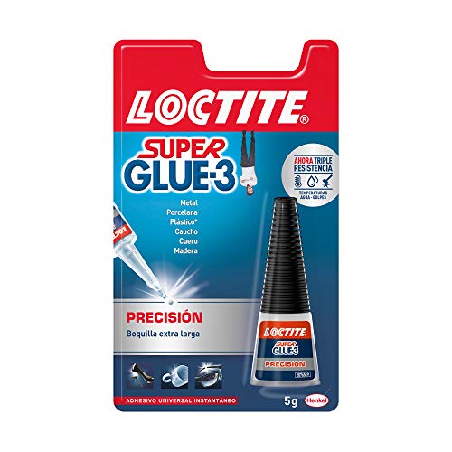 Loctite Super Glue-3 Precisión, pegamento transparente de máxima precisión, pegamento instantáneo triple resistente, adhesivo universal con goteo fácil de regular, 1x5 g