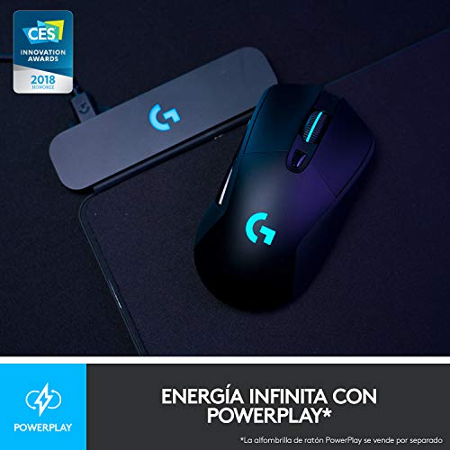 Logitech G703 Lightspeed Ratón Gaming Inalámbrico, Captor Hero 16,000 dpi, Pesos Ajustables, 6 Botones Programables, Memoría Integrada, Compatible con PC/Mac, Negro