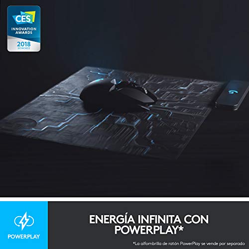 Logitech G903 Lightspeed Ratón Gaming Inalámbrico, Captor Hero 16,000 dpi, RGB, Ultraligero, Botones Programables, Batería de 140h Memoría Integrada, Ambidiestro, PC/Mac,Versión Alemana