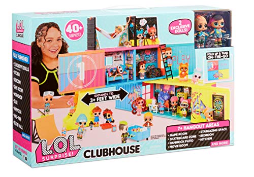 L.O.L. Surprise! Juego de Casa Club - con más de 40 Sorpresas - 2 Muñecas Exclusivas, 7 Áreas de Reunión - Cocina, Dormitorio, Sala de Juegos y Más