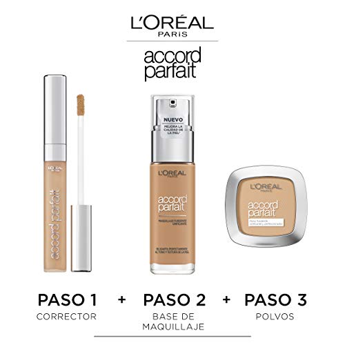 L'Oréal Paris Accord Parfait, Base de maquillaje acabado natural con ácido hialurónico, tono piel claro 1.5N, 30 ml