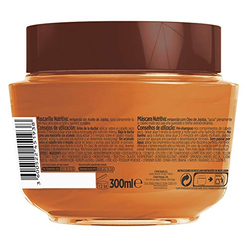 L'Oréal Paris - Elvive Mascarilla Nutritiva Aceite Extraordinario con Aceite de Jojoba, para Pelo Seco, 300 ml