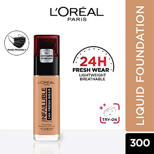 L'Oréal Paris Make-up designer Infalible 24H Fresh Wear Base de Maquillaje de Larga Duración - Tono 300 Ambre/Amber, 30 ml