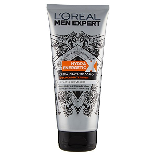 L'Oréal Paris Men Expert Hydra Energetic X Crema Corpo Uomo Specifica per Tatuaggi, 200 ml