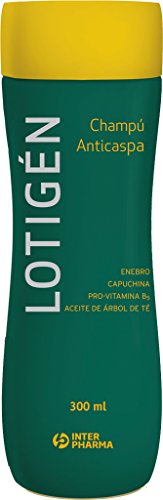 LOTIGÉN – Champú anticaspa natural con aceite del árbol de té y vitaminas. Elimina la caspa y evita el picor – 300 ml