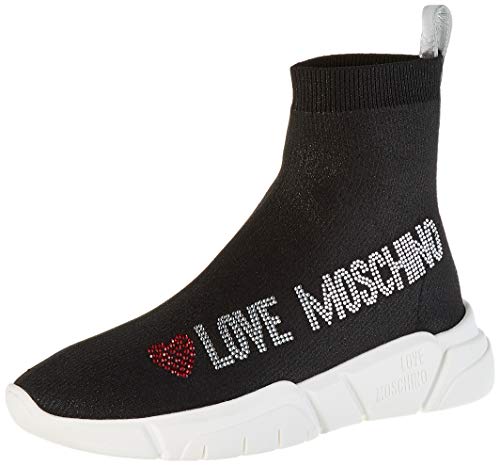 Love Moschino SCA.nod.running35 Calza Lurex, Zapatillas de Gimnasia para Mujer, Negro (Black Soft 000), 40 EU