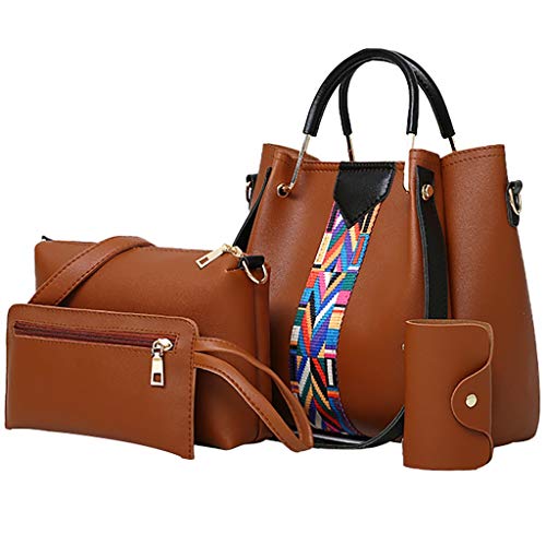 Luckycat Bolsos bandolera para Mujer 2019 Primavera y Verano Moda mano Carteras de mano y clutches monedero Shoppers y bolsos de hombro Cuero de la PU Señora de Juego de cuatro piezas