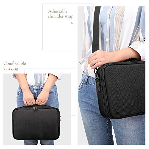 Luxspire Portátil Bolsa Cosmetica, Bolsa de neceser con gran capacidad y diseño divisible, Bolso de organizador maquillaje en viaje, Almacenamiento de Maquillaje Cosmético, Neceseres de viaje, Negro