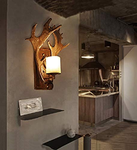 Luz decorativa Antler deer head lámpara de pared country estilo retro sala de estar mesita de noche decoración dormitorio bar craft lámpara de pared