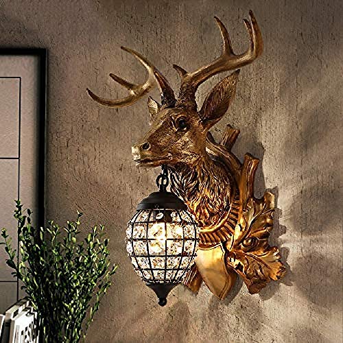 Luz decorativa Antler deer head lámpara de pared country estilo retro sala de estar mesita de noche decoración dormitorio bar craft lámpara de pared