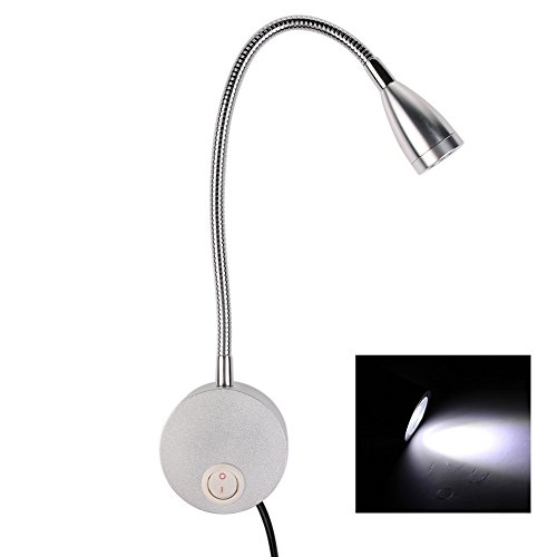 Luz Lectura Cuello Ganso,Lectura de LED de 360 grados luz lámpara, 3W Brillante Luces de La Noche Lámpara de Mesa Con El Interruptor para Leer