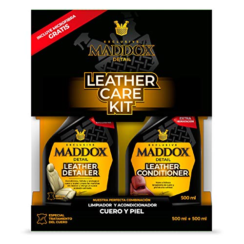 Maddox Detail - Leather Care Kit - Limpiador y acondicionador de cuero y piel. Incluye microfibra gratis.