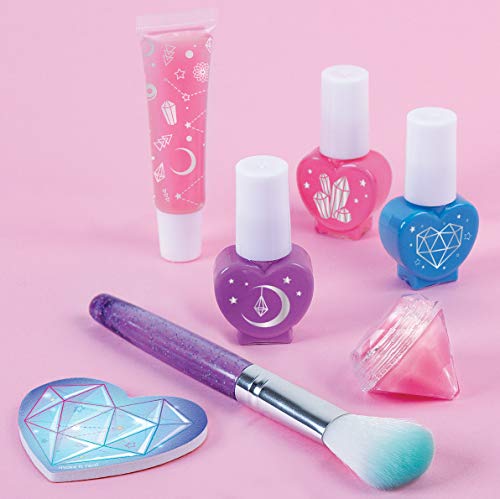 Make It Real - Light-Up Cosmetic Kit - Kids Makeup Case with Mirror and Lights for Girls and Tweens - Includes Eyeshadow, Nail Polish, Blush, Lip Gloss, Nail File, Makeup Brushes