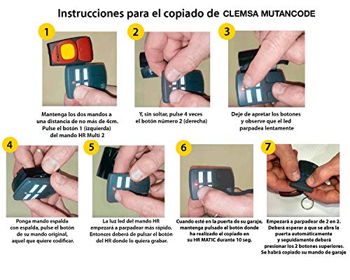 Mando Garaje Universal Multifrecuencia HR MULTI 2 Compatible Para Frecuencias Desde 433MHz Hasta 868MHz Código Fijo Y Variable Capaz De Unificar 4 Mandos Distintos En 1