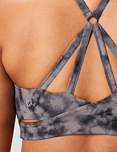 Marca Amazon - Core 10 - Icon Series -Sujetador deportivo Ballerina para mujer (XS-3X), Negro (black/grey tie dye), US S (EU S - M)