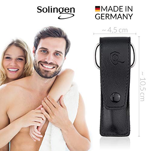 marQus set de manicura de 3 piezas de Solingen Alemania - Lima, tijeras y pinza de acero, ideal para viaje, estupendo como regalo para mujer y hombre, color negro