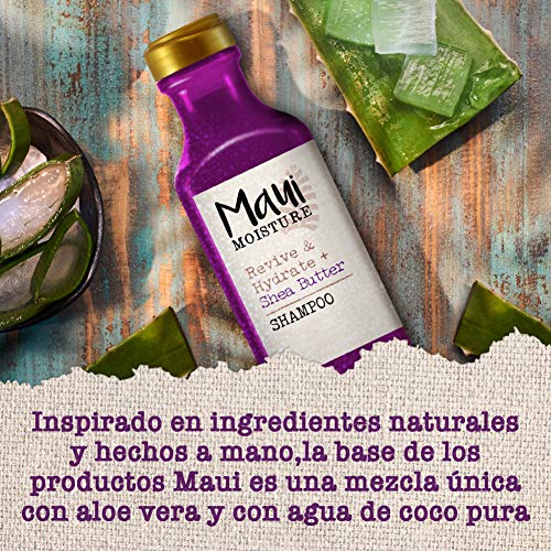 Maui Moisture, Champú Revitaliza e Hidrata Manteca de Karité, pelos Secos y Dañados, 385 ml