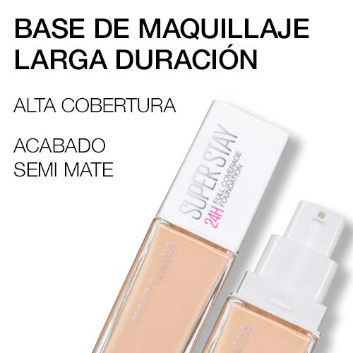 Maybelline New York - SuperStay 24H, Base de Maquillaje Semi-Mate de Alta Cobertura, Tono 05 Light Beige