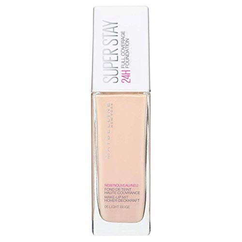 Maybelline New York - SuperStay 24H, Base de Maquillaje Semi-Mate de Alta Cobertura, Tono 05 Light Beige