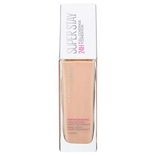 Maybelline New York - SuperStay 24H, Base de Maquillaje Semi-Mate de Alta Cobertura, Tono 10 Ivory