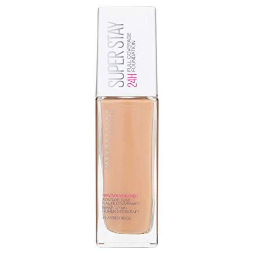 Maybelline New York - SuperStay 24H, Base de Maquillaje Semi-Mate de Alta Cobertura, Tono 49 Amber Beige