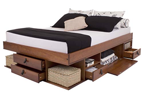 Memomad Cama Funcional Bali 180x200 cm - Estructura con Mucho Espacio de almacenaje y cajones, Ideal para dormitorios pequeños - Cama de Madera Maciza de Pino - Precio Incl. somier de Madera