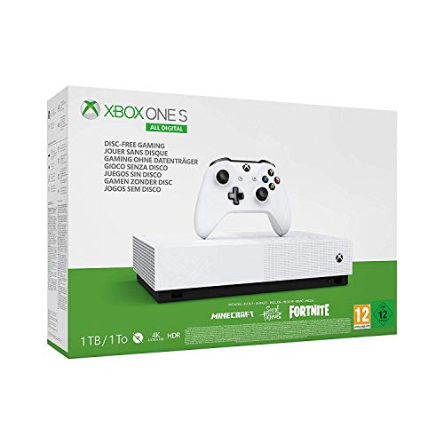 Microsoft - Xbox One S 1 TB All-Digital Edition, Fortnite (juego digital), Sea of Thieves (juego digital), Minecraft (juego digital)