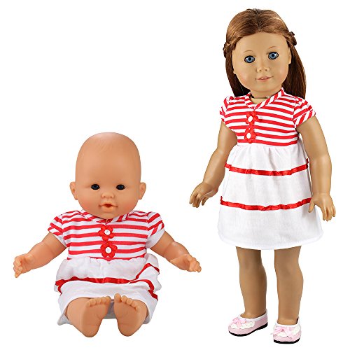 Miunana 5X Vestidos Verano Casual Ropas Fashion para 14- 18 Pulgadas Muñeca bebé 36 cm Doll 18 Pulgadas American Girl Doll