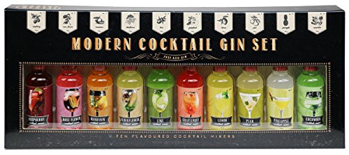 Modern Gourmet Foods, Set de regalo Premium Gin Cocktail Mixer, 70 ml, 10 Sabores que Incluyen: Lima, Flor de Saúco, Flor de Rosa, Mandarina y Muchas Más (no contiene alcohol)