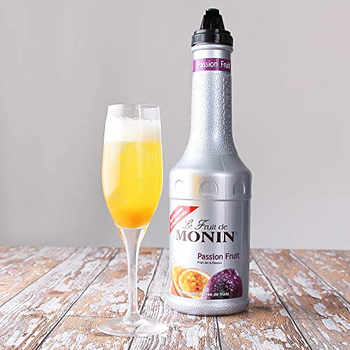 Monin fruta de la pasión purés 1 L – Juego de 4 – Frutas purés para cócteles