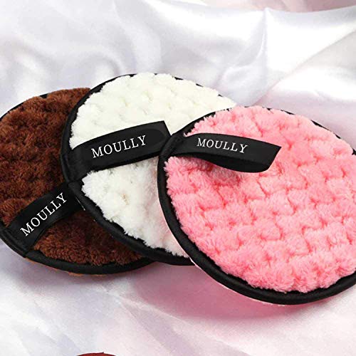 MOULLY 4Pcs Discos Desmaquillantes Reutilizables, Algodón Desmaquillantes Lavado y Ecologicos, Almohadillas Desmaquillantes Facial Reutilizables