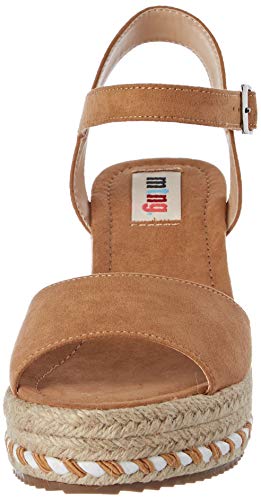 MTNG 51065, Sandalias con Plataforma para Mujer, Beige (Antil Cuero C35921), 38 EU