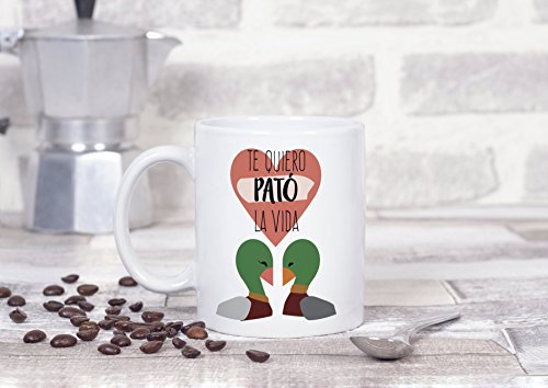 MUGFFINS Taza para Enamorados/San Valentín - Te Quiero Pató la Vida - 350 ml - Tazas Desayuno Originales con Frases de Regalo para Novios/Novias …