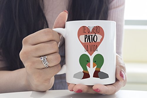 MUGFFINS Taza para Enamorados/San Valentín - Te Quiero Pató la Vida - 350 ml - Tazas Desayuno Originales con Frases de Regalo para Novios/Novias …