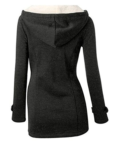 Mujer Invierno Abrigo Casual Sudadera con Capucha Chaqueta de Capa Jacket Parka Pullover Gris Oscuro S