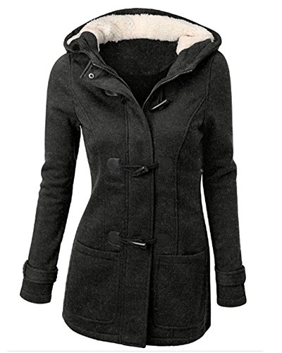 Mujer Invierno Abrigo Casual Sudadera con Capucha Chaqueta de Capa Jacket Parka Pullover Gris Oscuro S