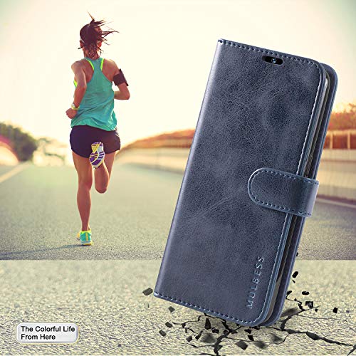 Mulbess Funda Xiaomi Mi Note 10 [Libro Caso Cubierta] [Vintage de Billetera Cuero de la PU] con Tapa Magnética Carcasa para Xiaomi Mi Note 10 / Note 10 Pro Case, Azul Marino